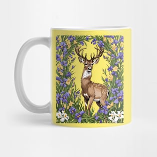 Michigan White-Tailed Deer With Iris Flower 4 Mug